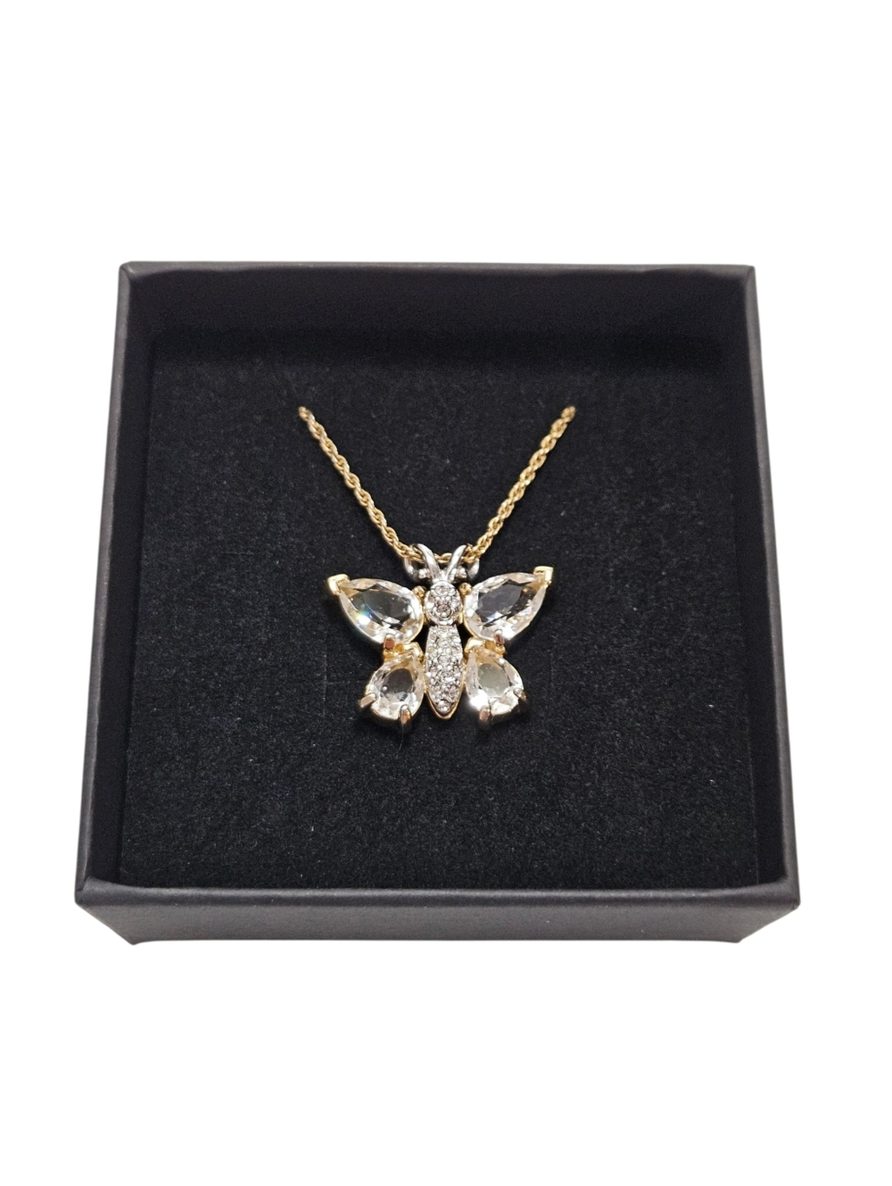 Vintage Swarovski Butterfly Crystal Necklace 18" + Extender